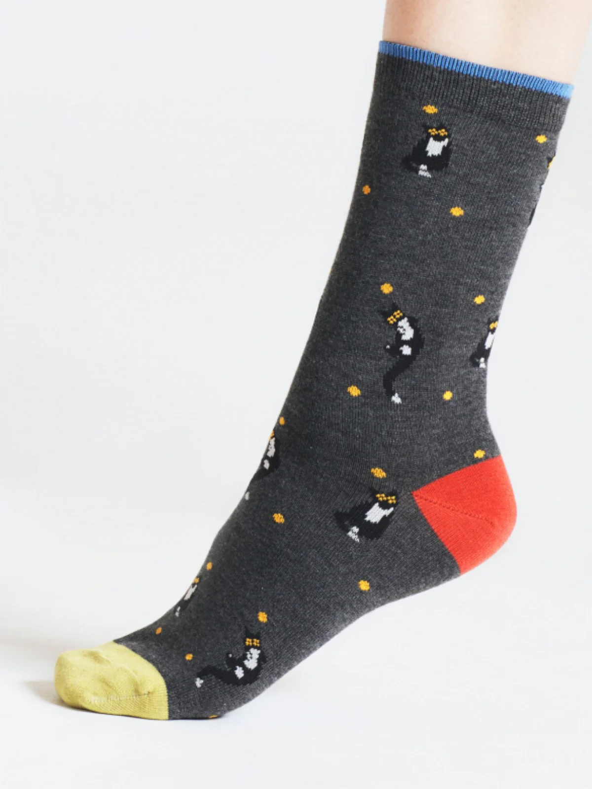 Serafina Cat Bamboo Socks - Grey - Flockneti