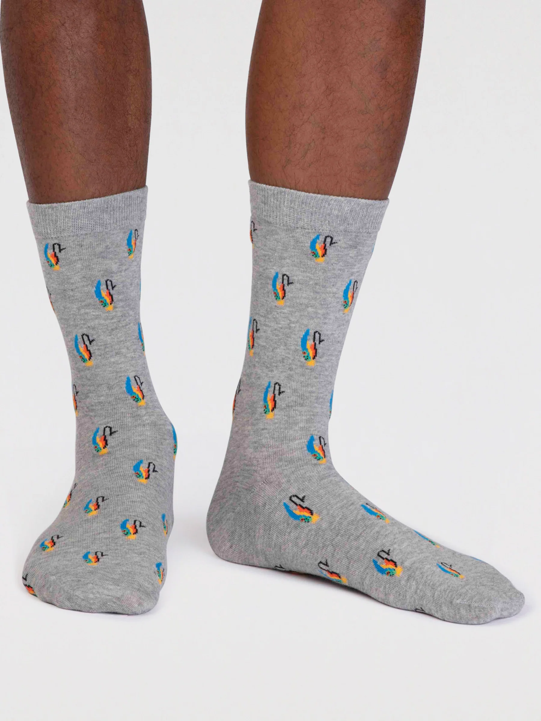 Finley Organic Cotton Fly Fishing Socks - Grey Marle - Flockneti