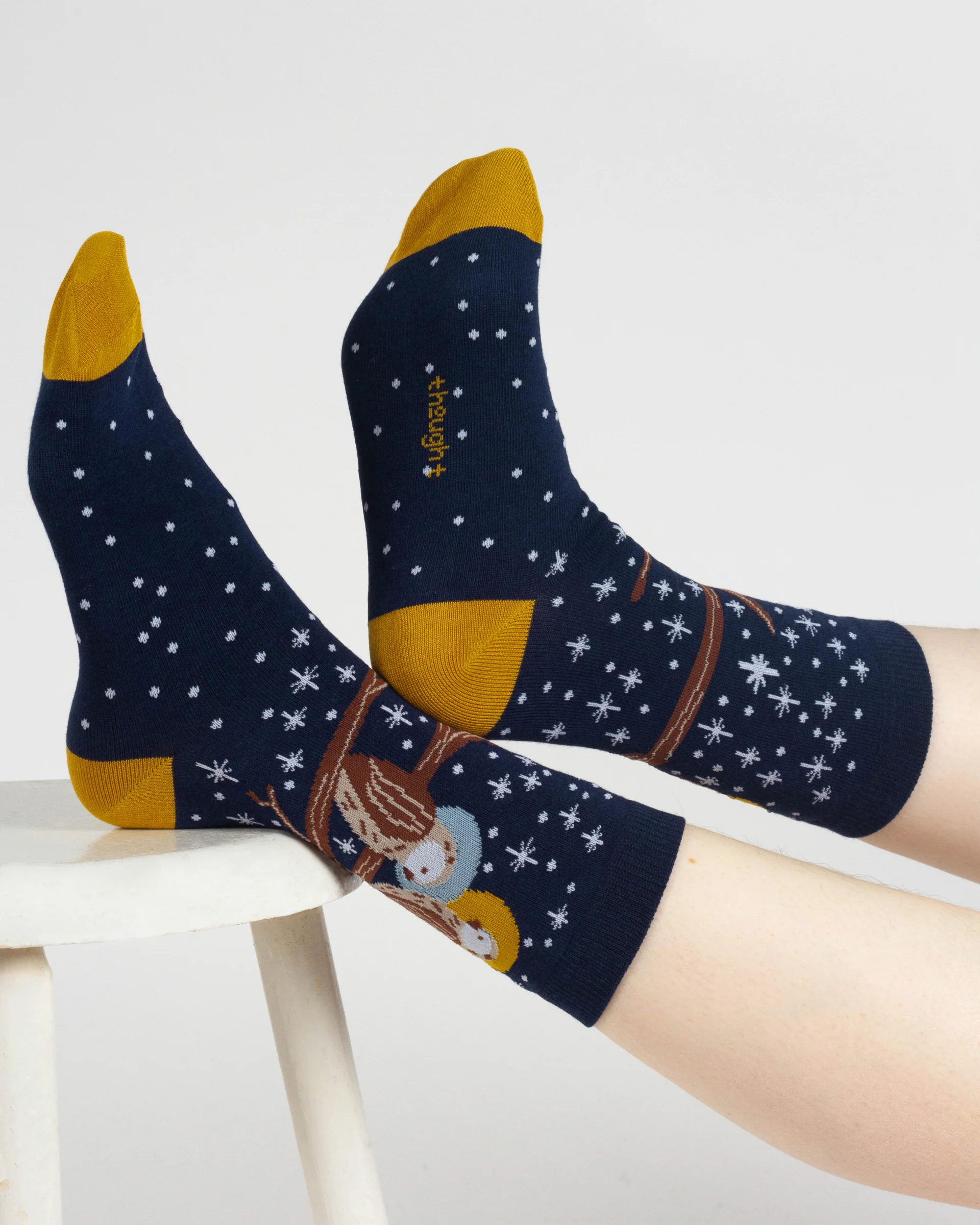 Starry Night Owl Bamboo Gift Box of 4 Socks - Blue Multi - Flockneti