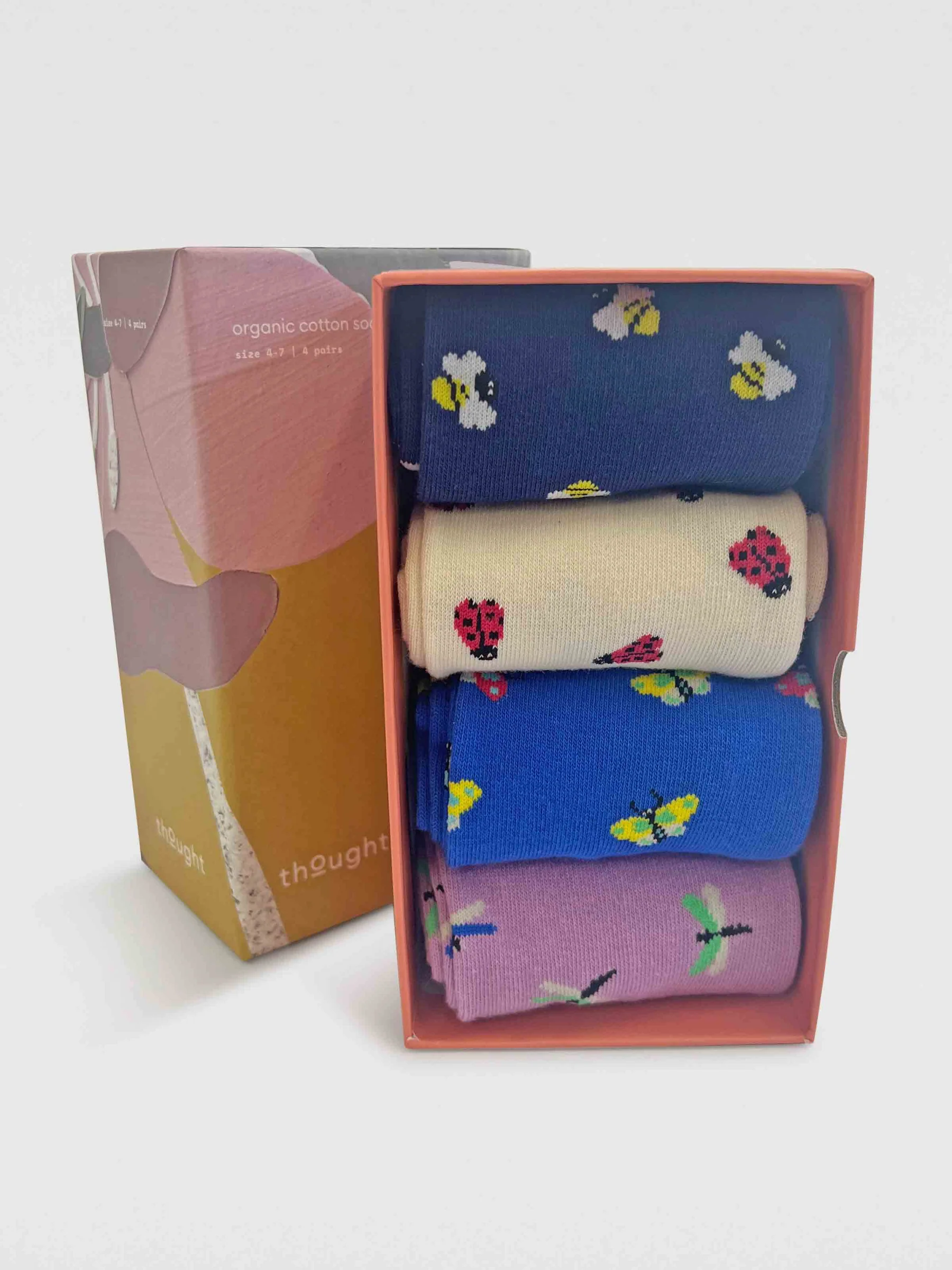 Womens Cloris Insect Organic Cotton 4 Sock Gift Box - Multi - Flockneti