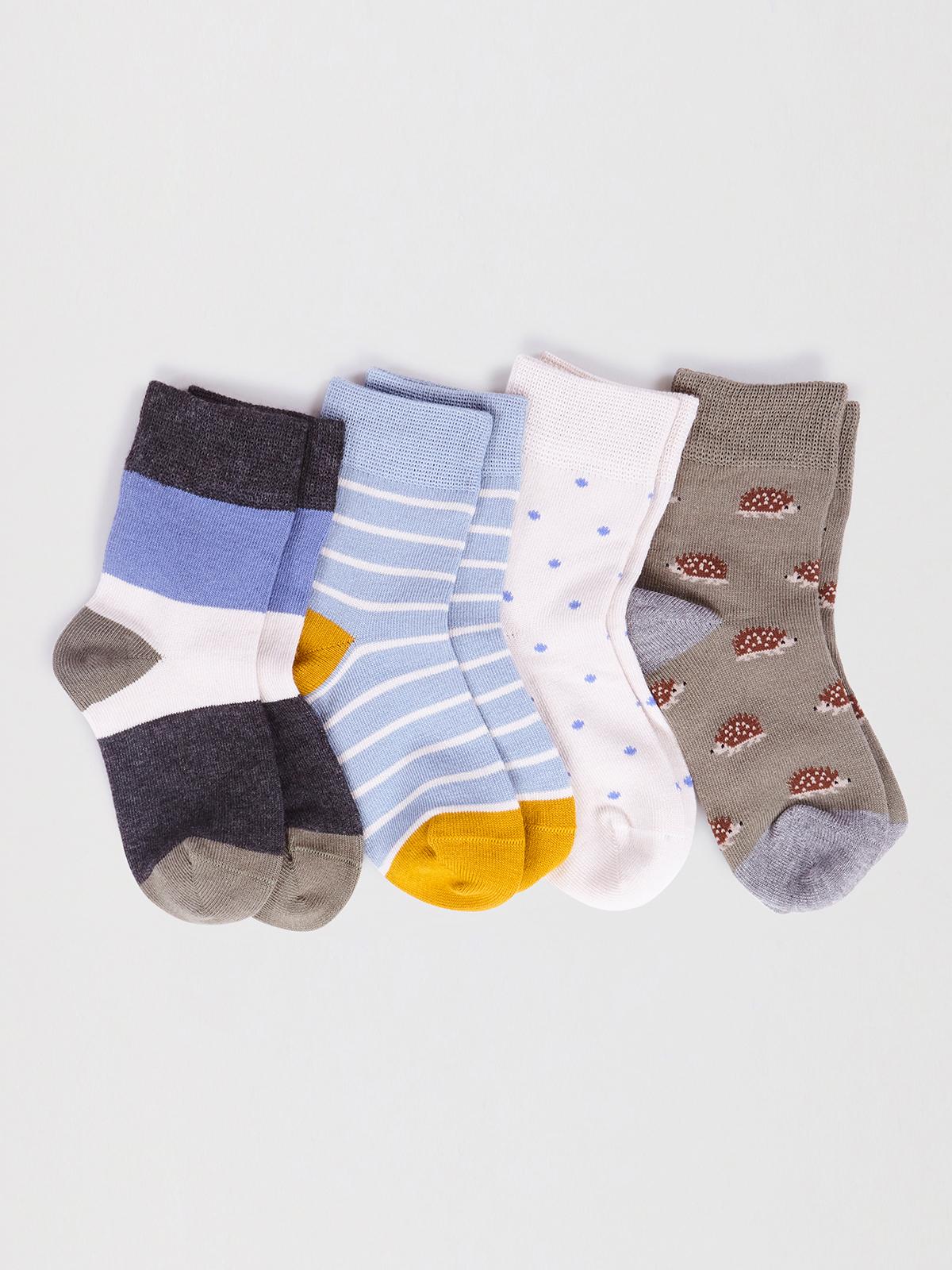 Ray Bamboo Hedgehog Kids 4 Sock Gift Box - Multi - Flockneti