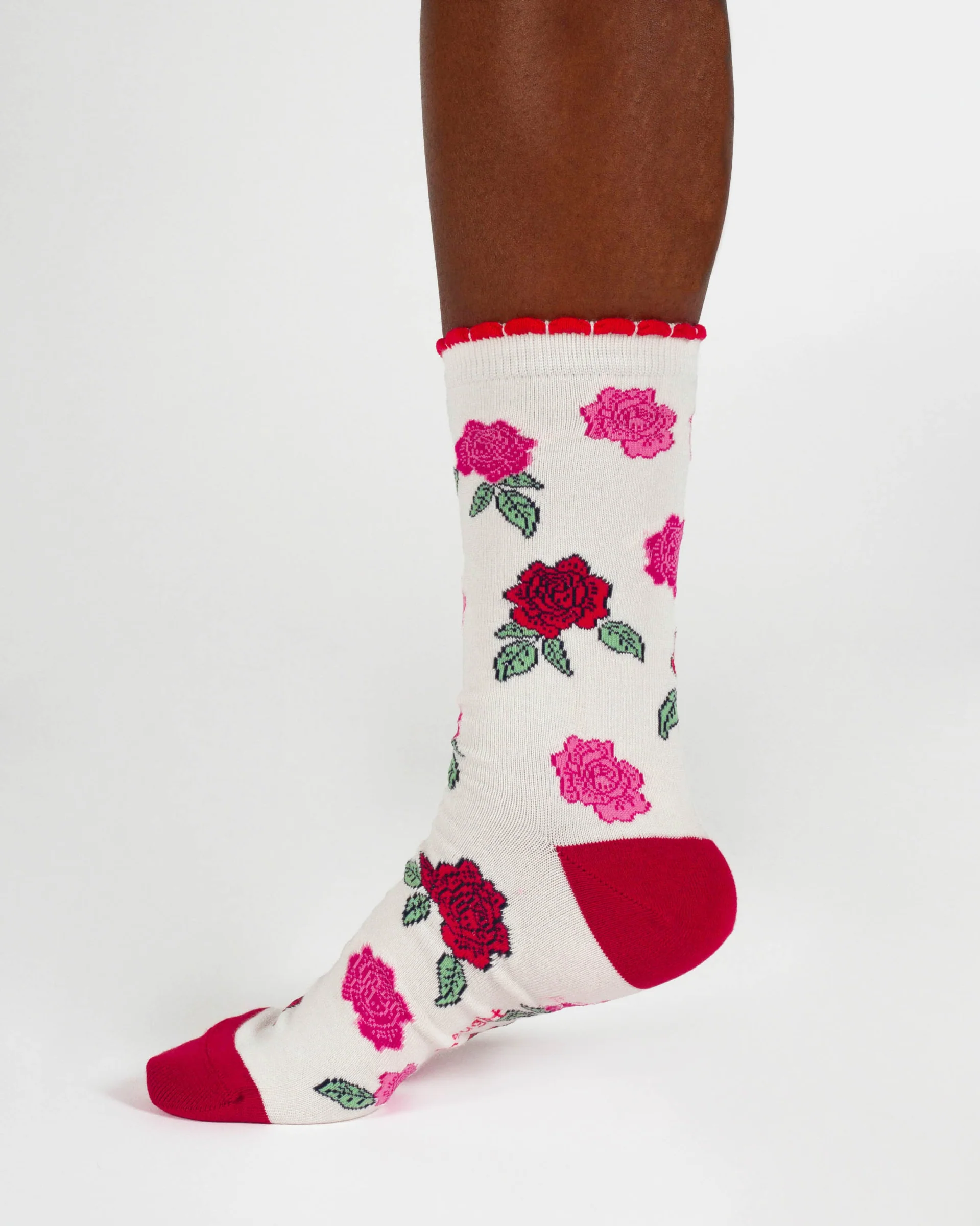 Womens June Birth Flower Sock - Rose - Flockneti