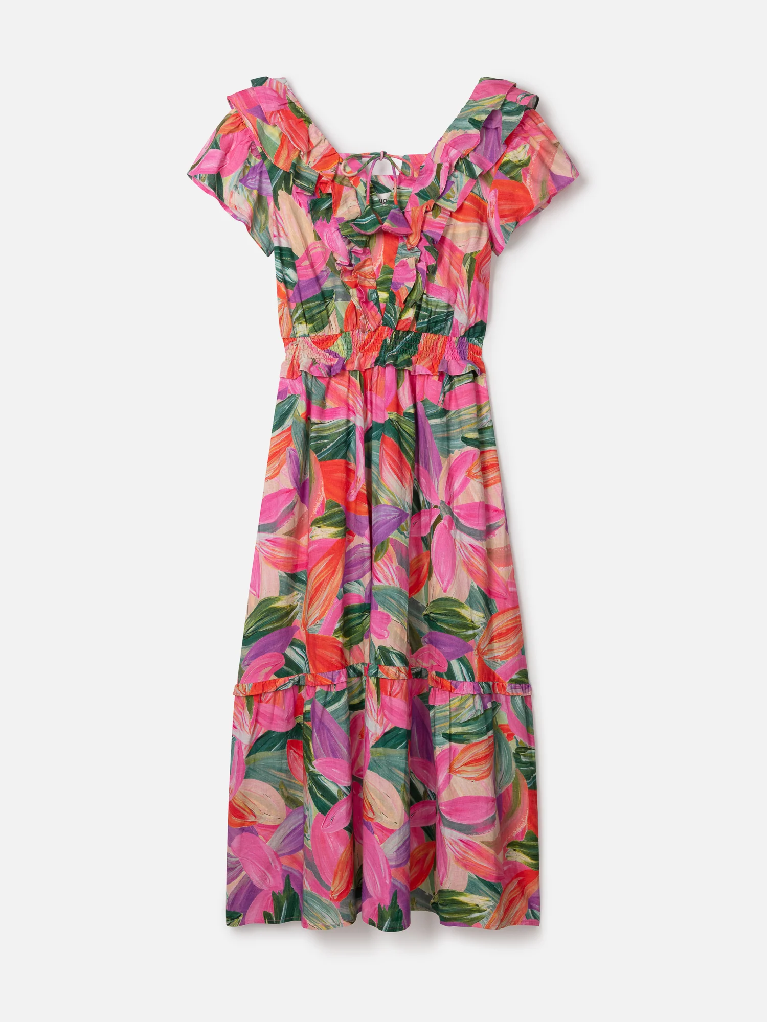 Adella Hemp Tropical Frill Dress - Multi - Flockneti