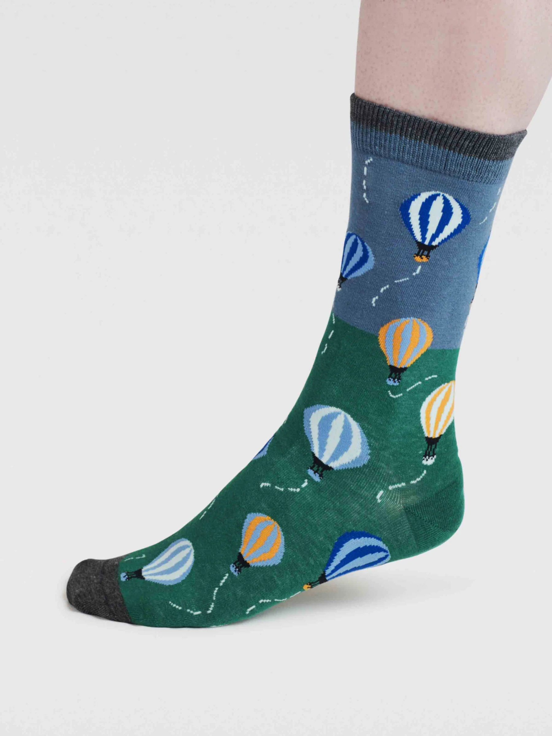 Pele Sky Balloon Organic Cotton 2 Socks Gift Bag - Cobalt Blue - Flockneti