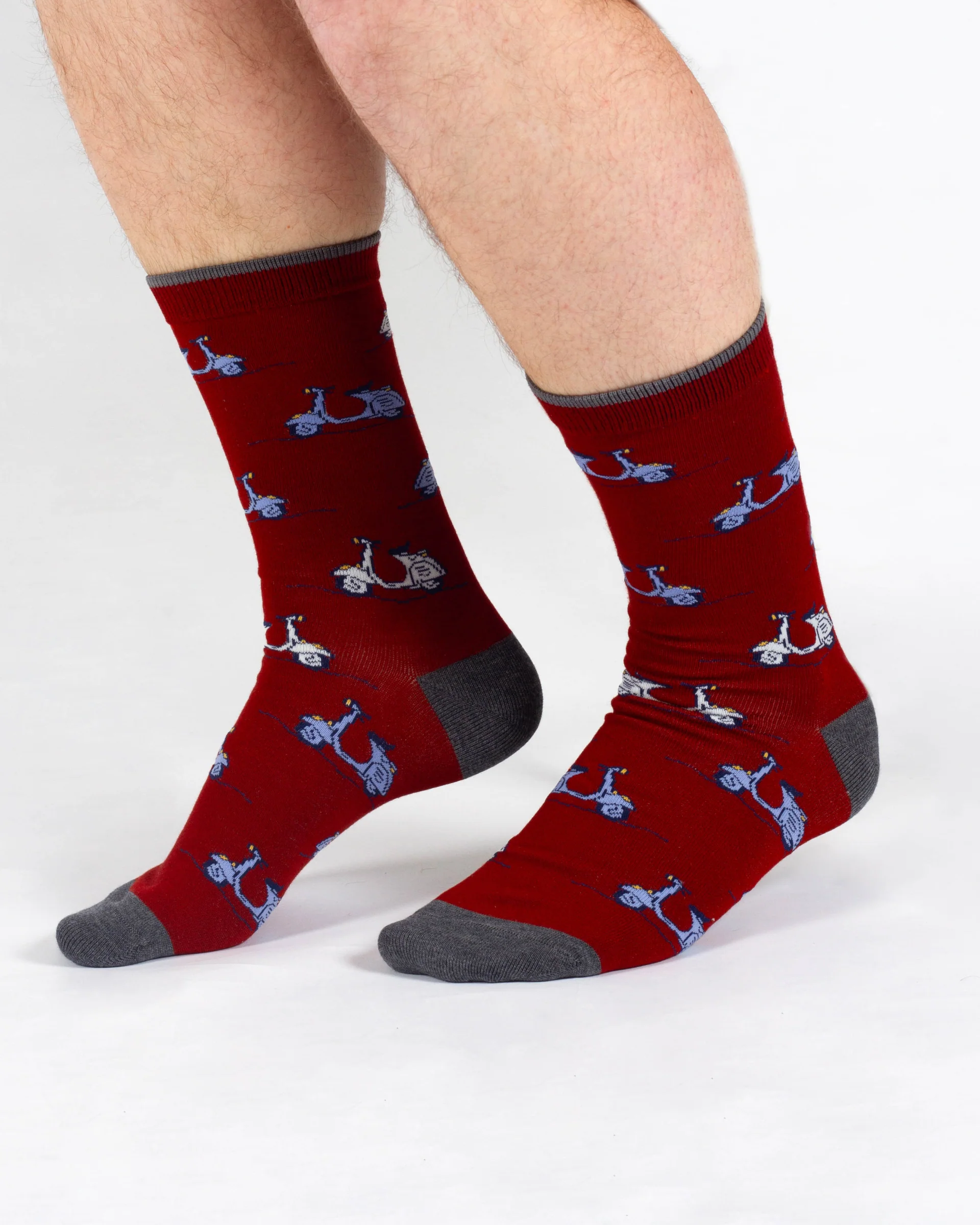 Speedy Scooter Bamboo Crew Socks - Burgundy - Flockneti