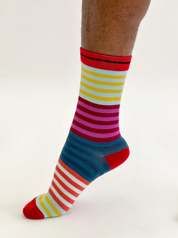 Reid Stripe Bamboo Socks - Red - Flockneti