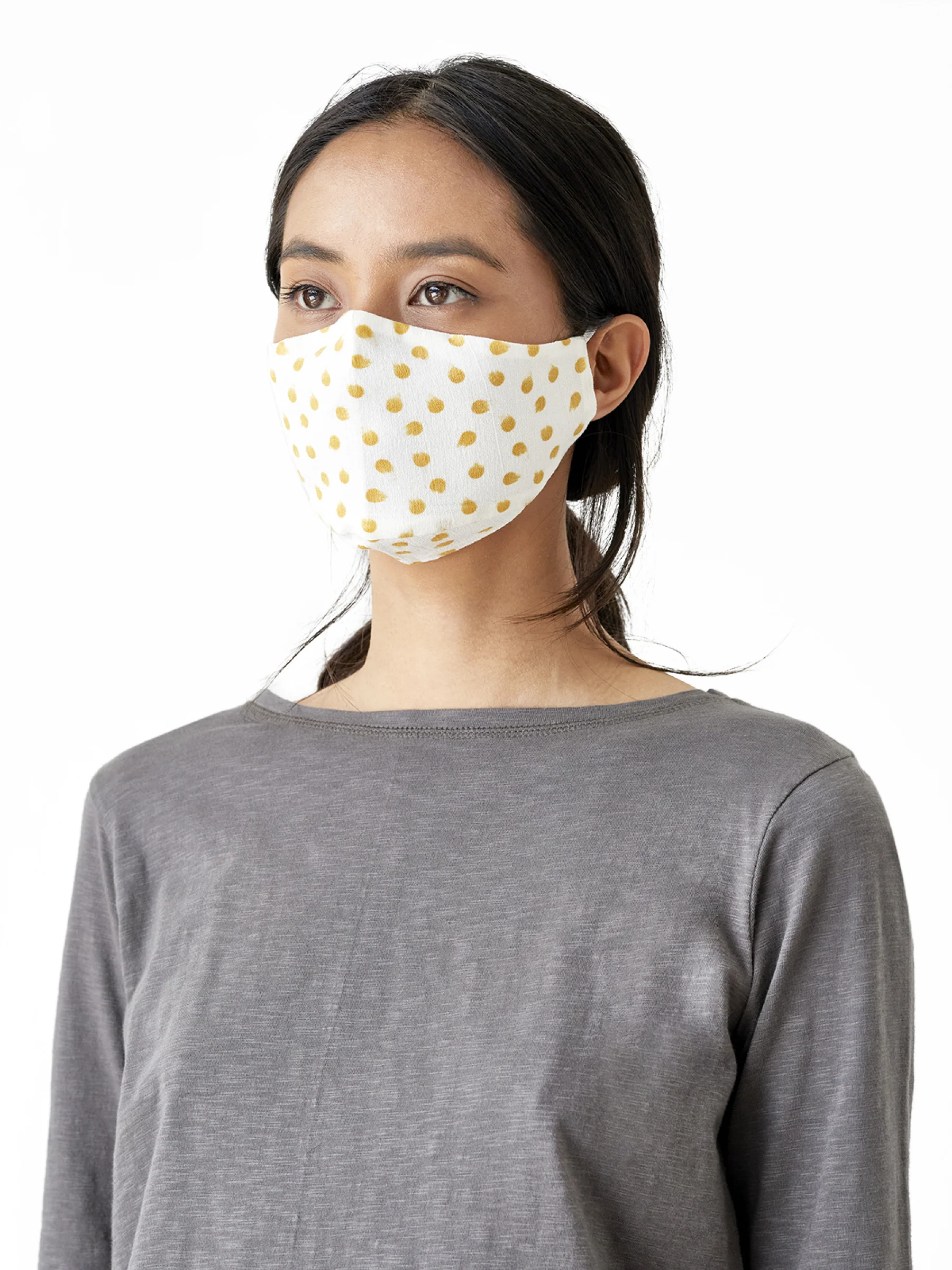 Organic Cotton Printed Face Mask - Sarita Yellow - Flockneti