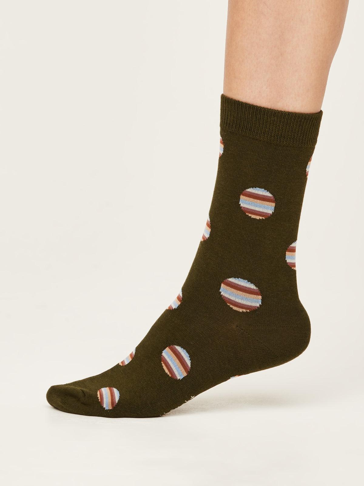 Multicolour Rainbow Socks - Olive Green - Flockneti