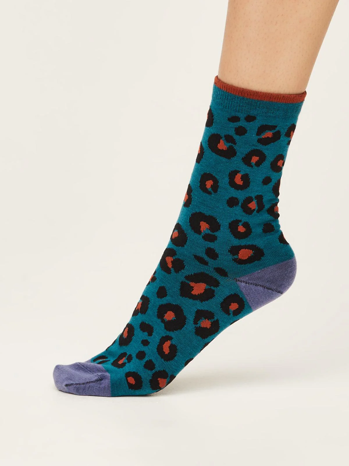 Leopard Print Socks - Lagoon Blue - Flockneti