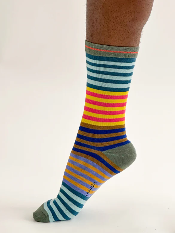 Reid Stripe Bamboo Socks - Green - Flockneti