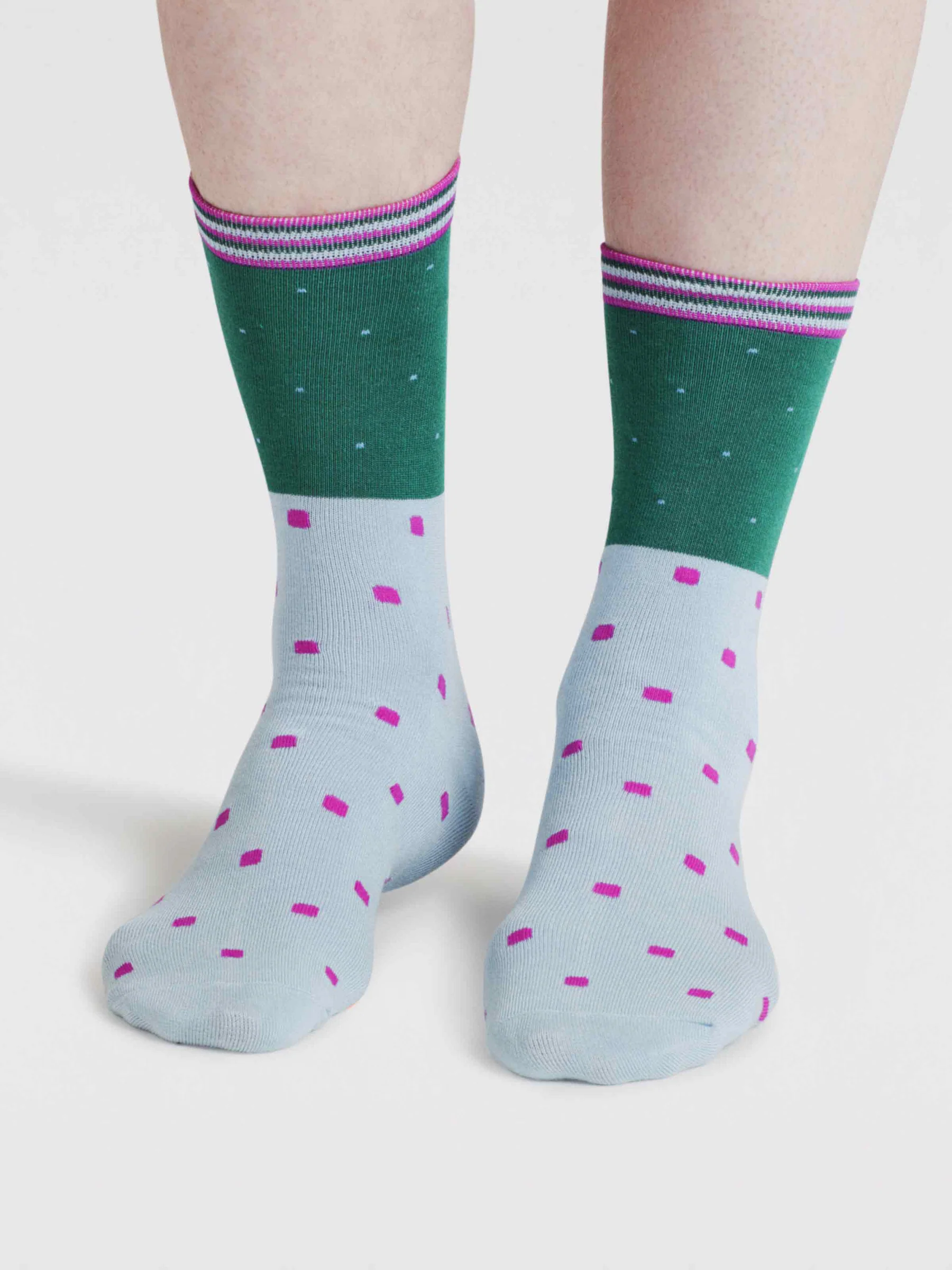 Falon Spot Bamboo Socks - Forest Green - Flockneti
