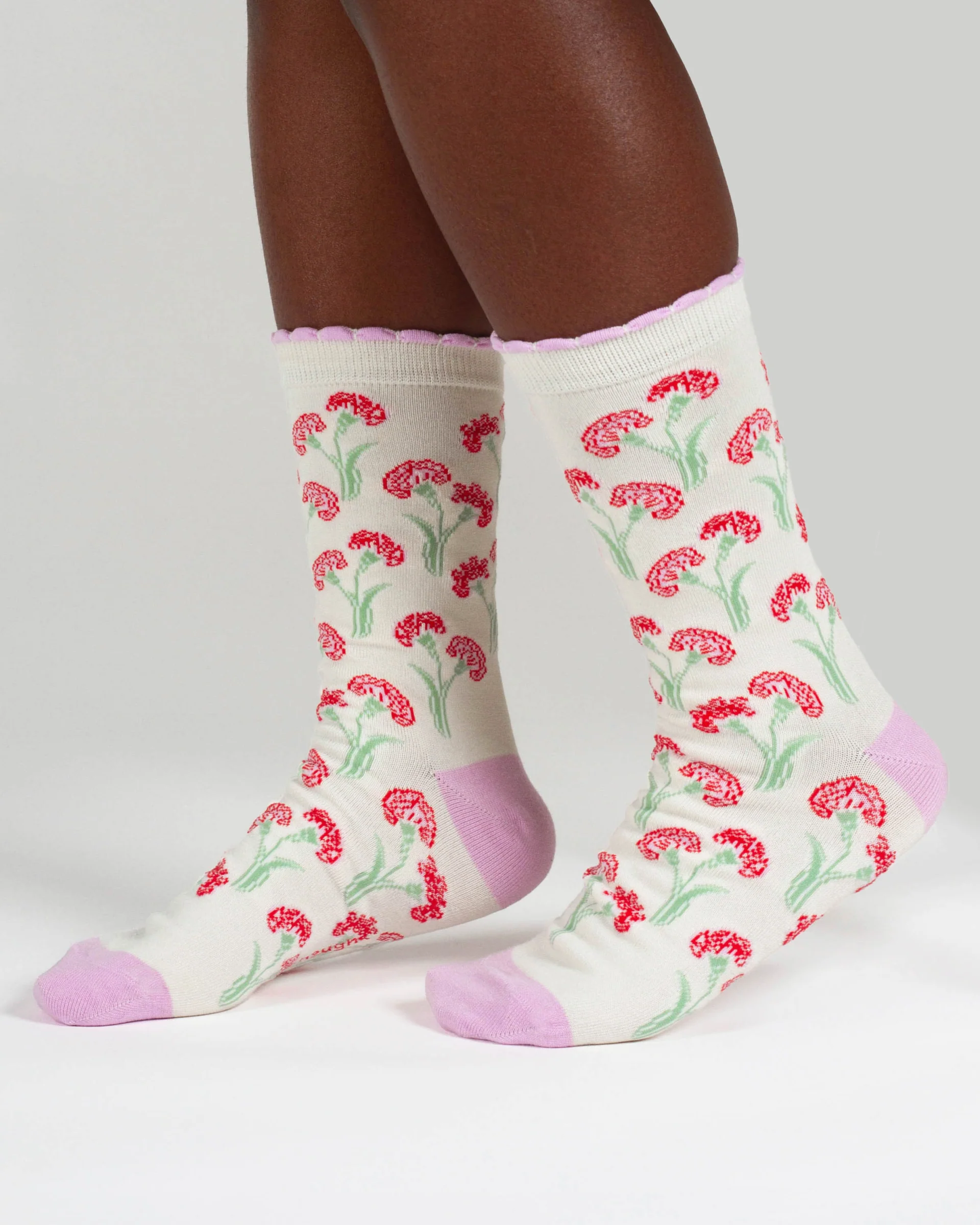 Womens January Birth Flower Sock - Carnation - Flockneti
