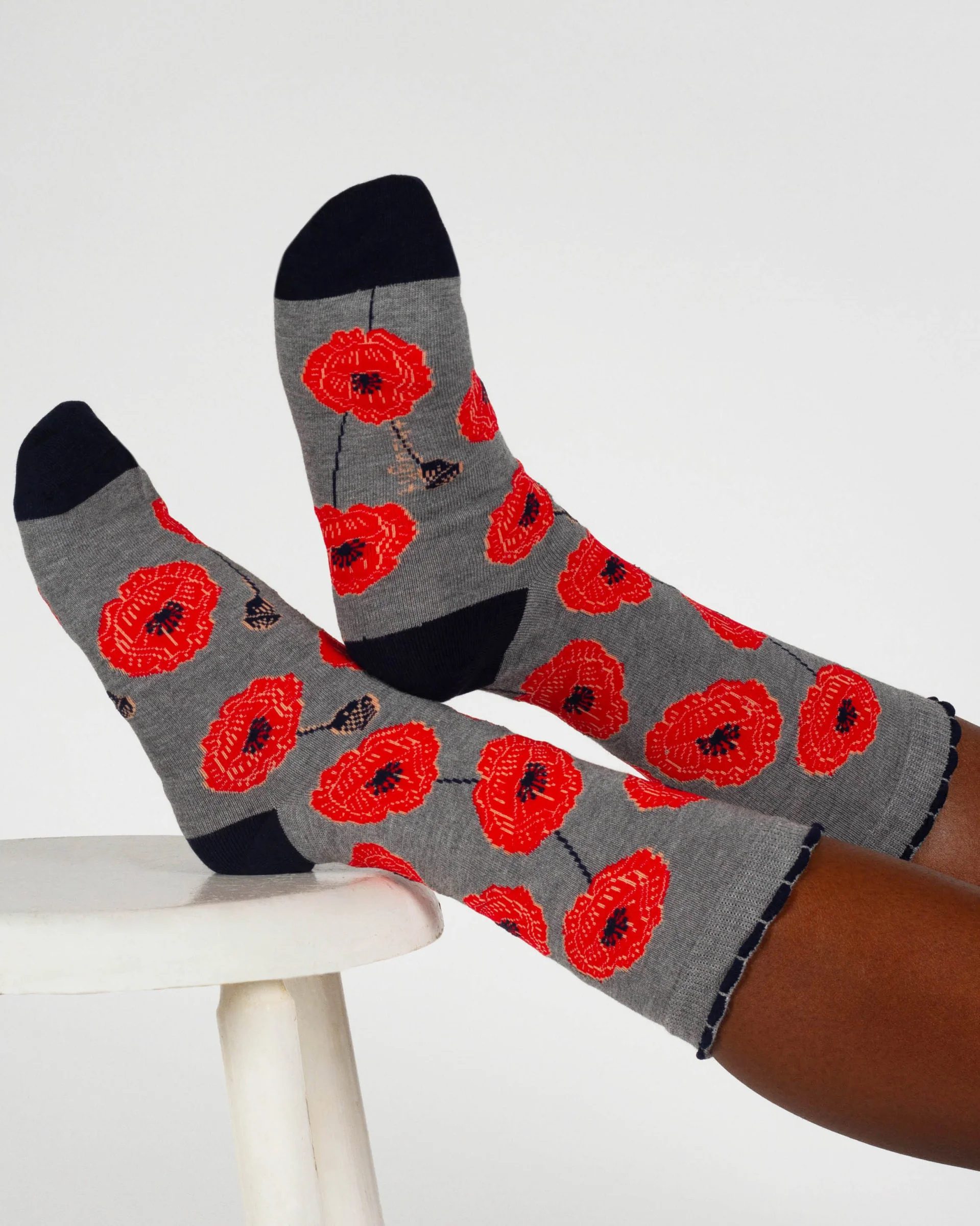 Womens August Birth Flower Sock - Poppy - Flockneti
