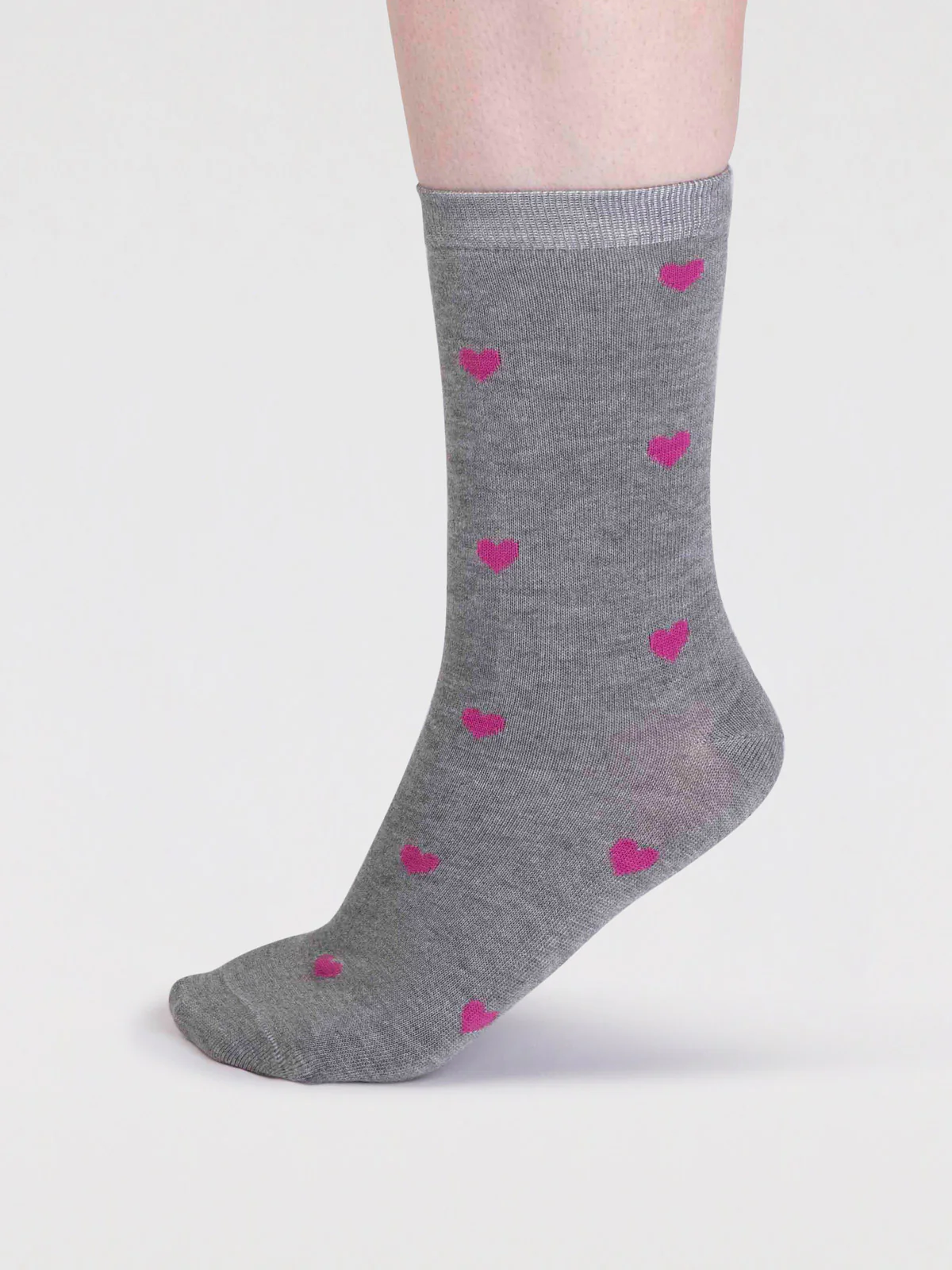Haddie Bamboo Love Heart Socks - Grey Marle - Flockneti
