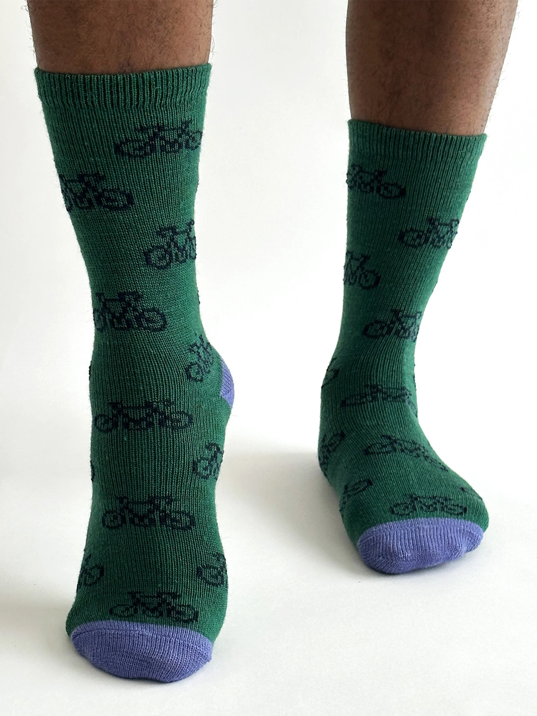 Erskine Bike Wool Socks - Dark Green - Flockneti