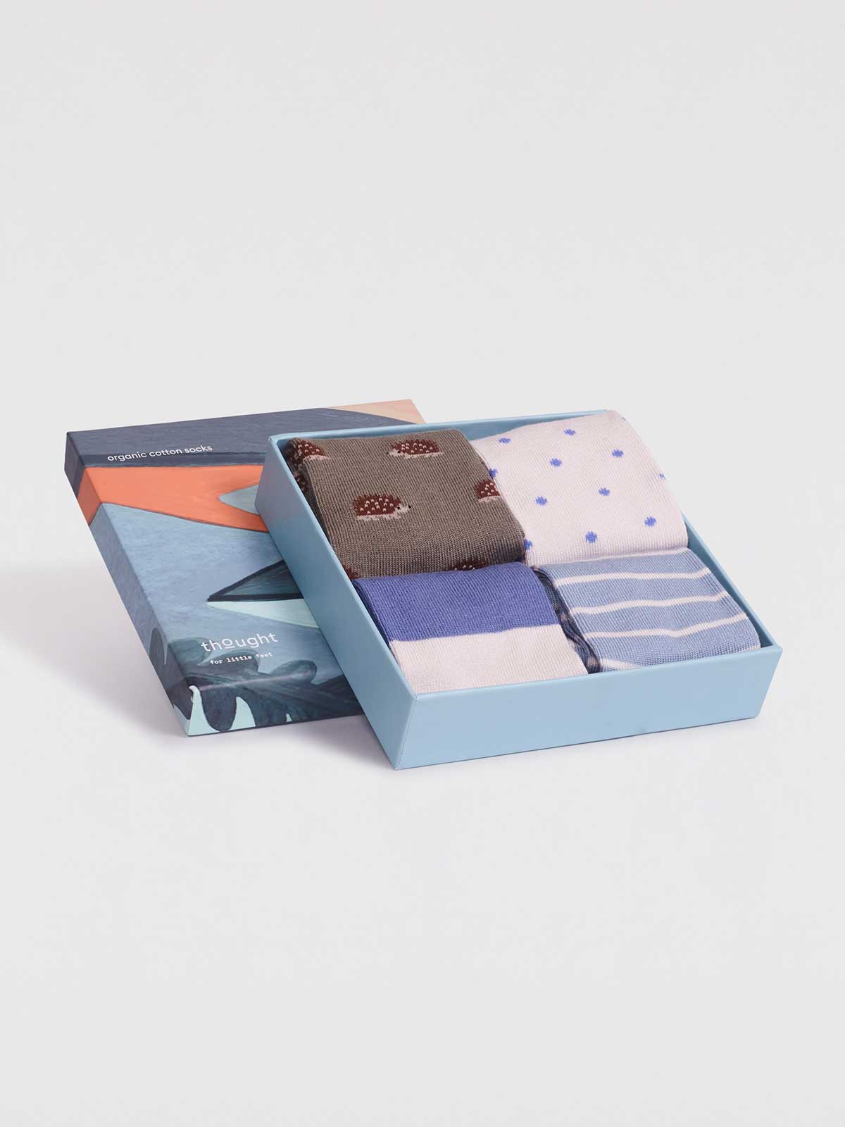 Ray Bamboo Hedgehog Kids 4 Sock Gift Box - Multi - Flockneti