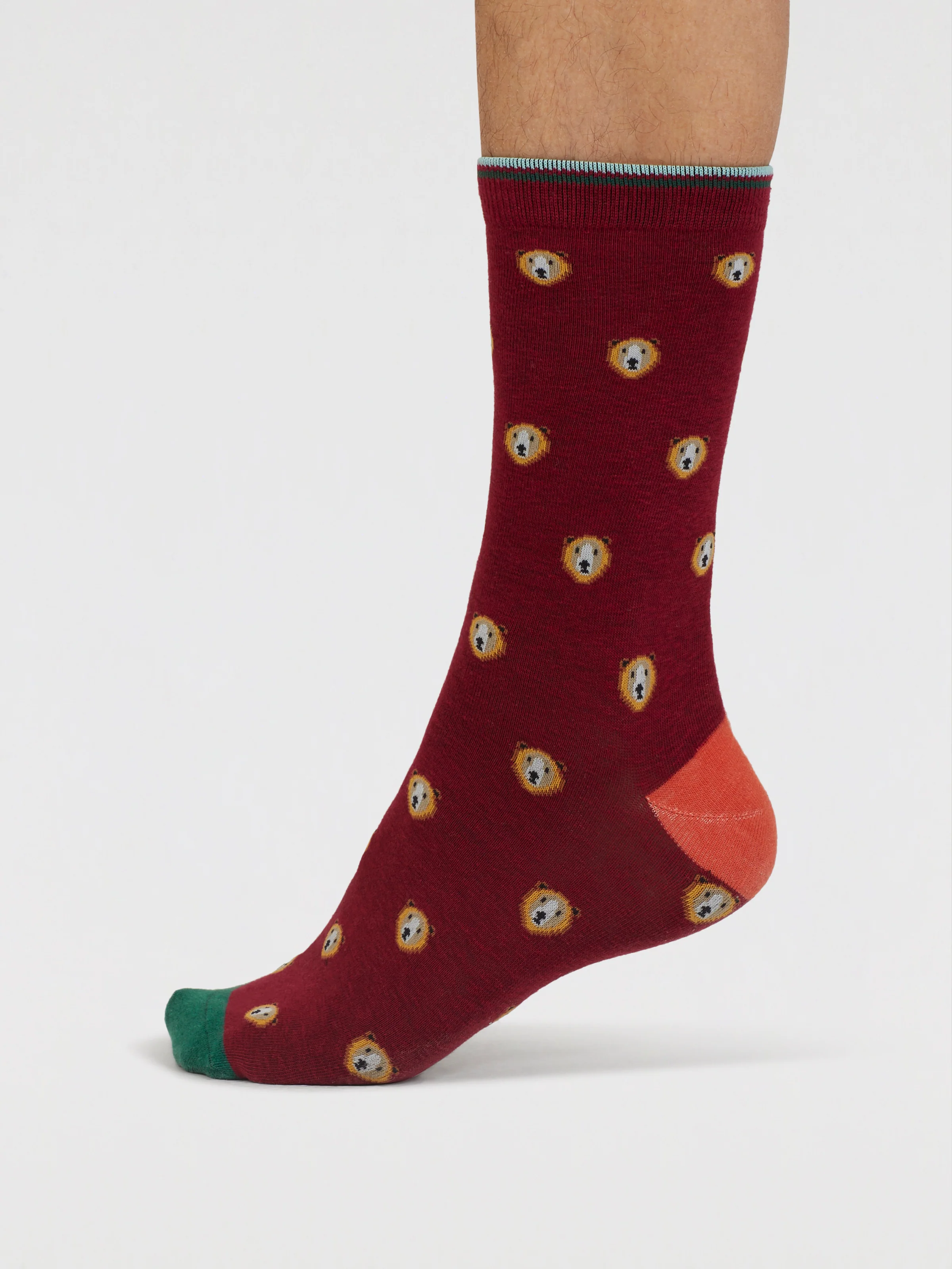 Axel Bear Organic Cotton Socks - Elderberry Red - Flockneti
