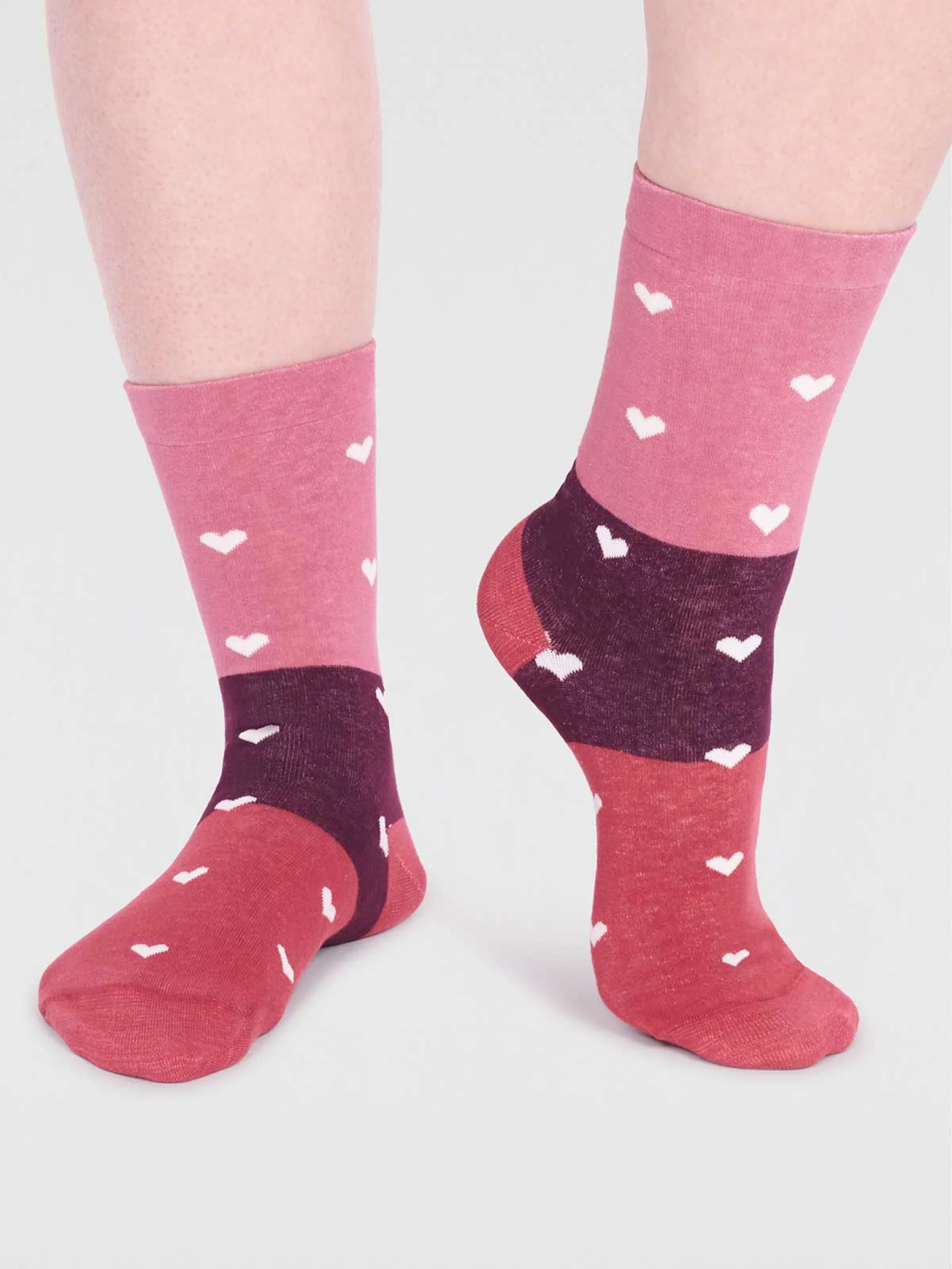 Nova Organic Cotton Heart Socks - Dusty Rose Pink - Flockneti