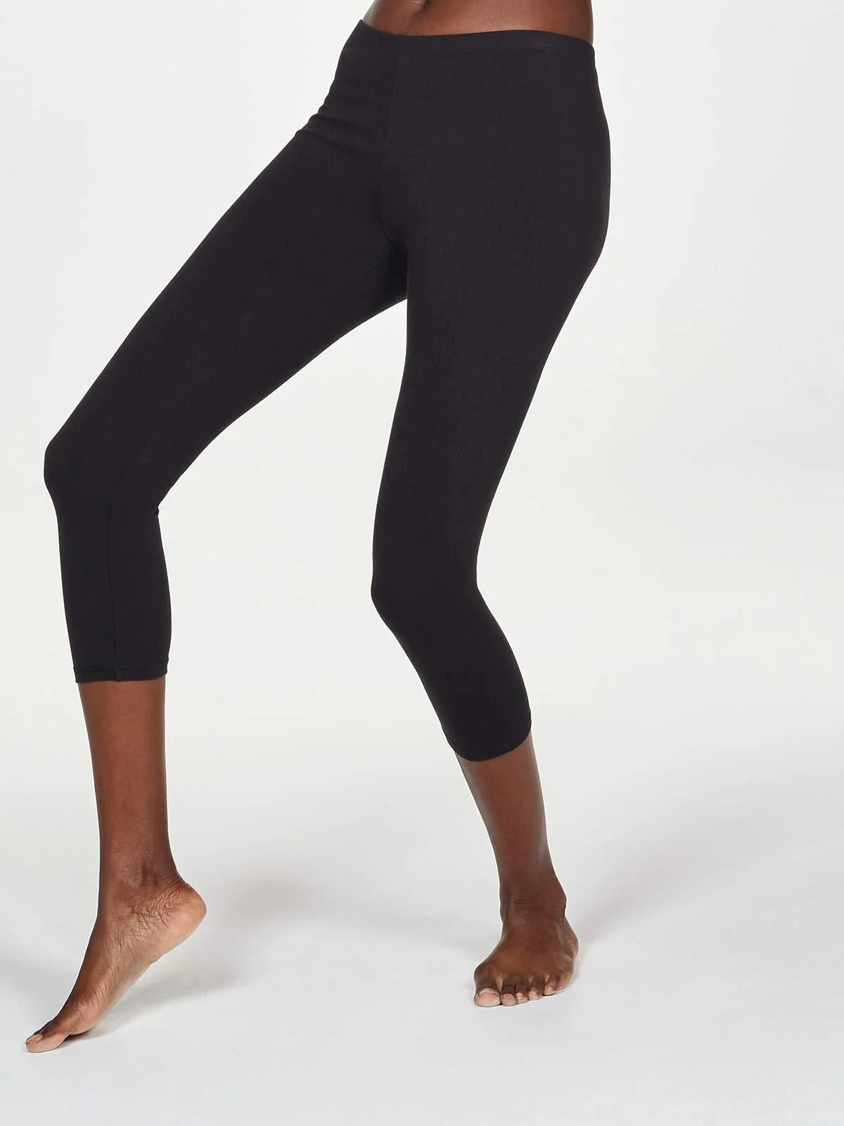 Essential Organic Cotton Cropped Leggings - Black - Flockneti