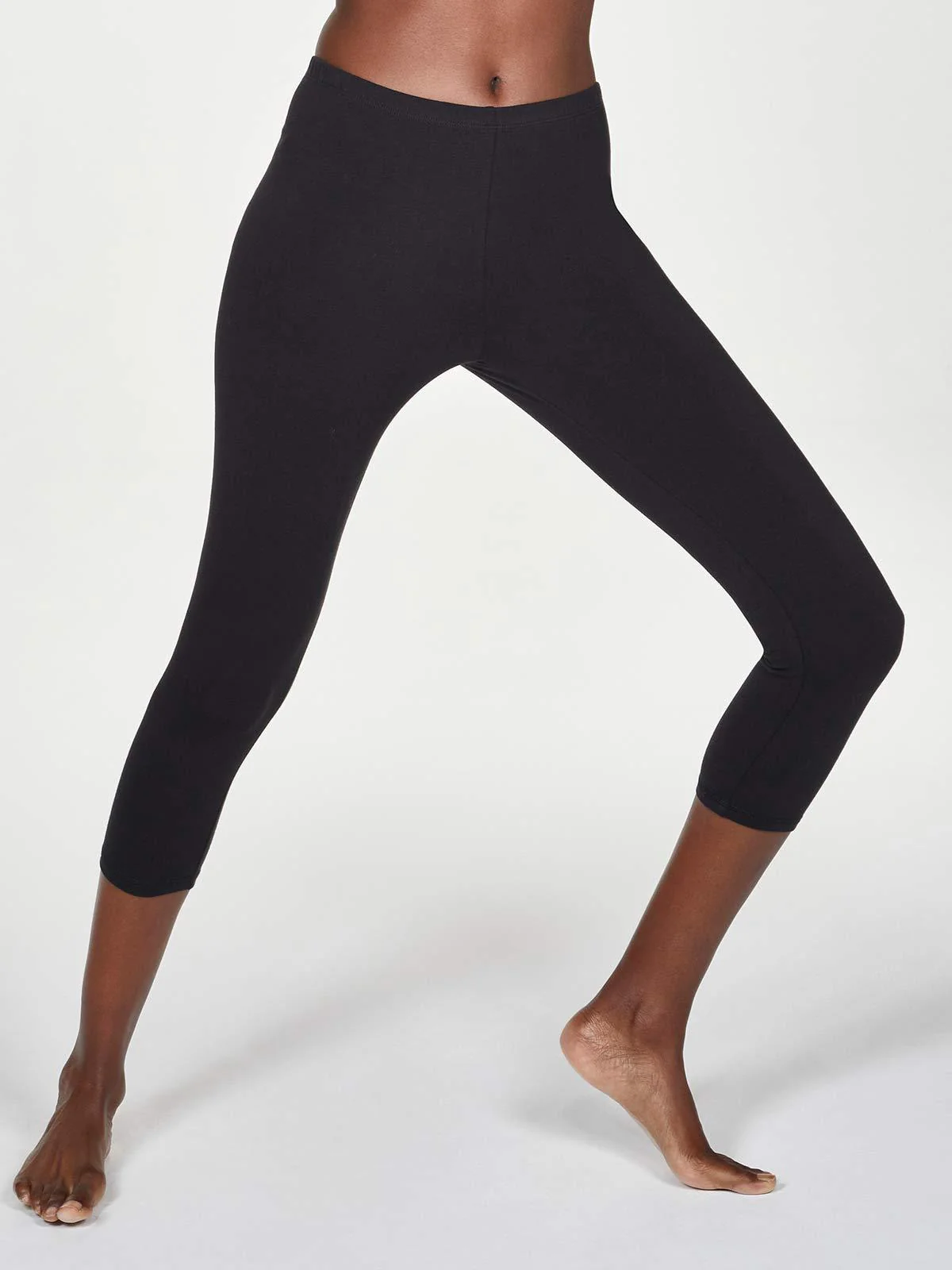 Essential Organic Cotton Cropped Leggings - Black - Flockneti