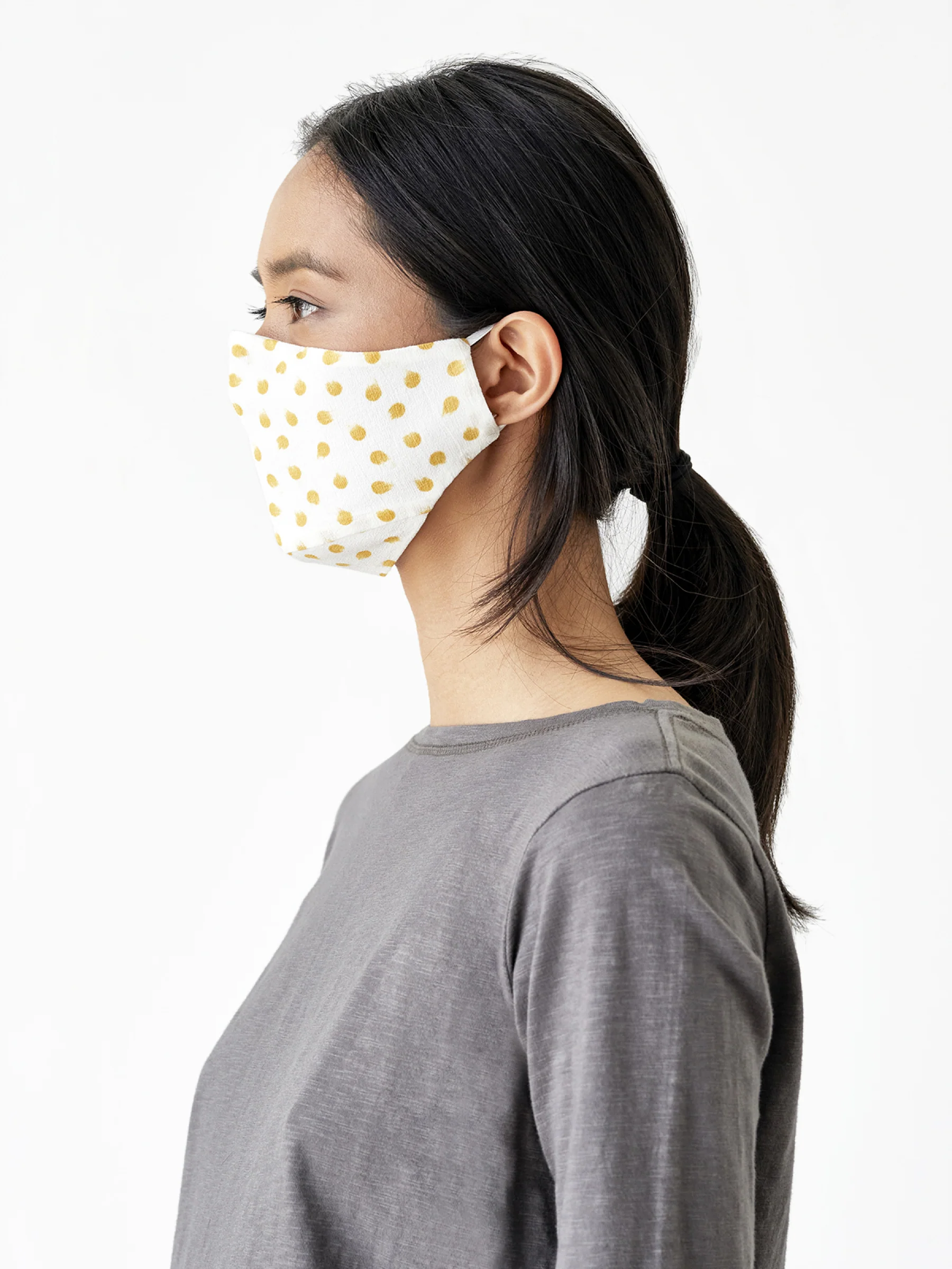 Organic Cotton Printed Face Mask - Sarita Yellow - Flockneti