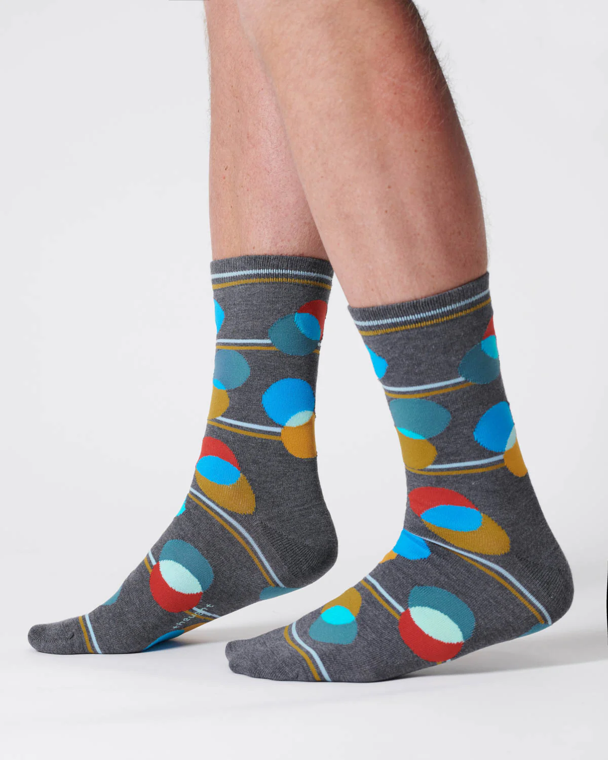 Mens Spot Stripe Bamboo Socks - Dark Grey Marl - Flockneti