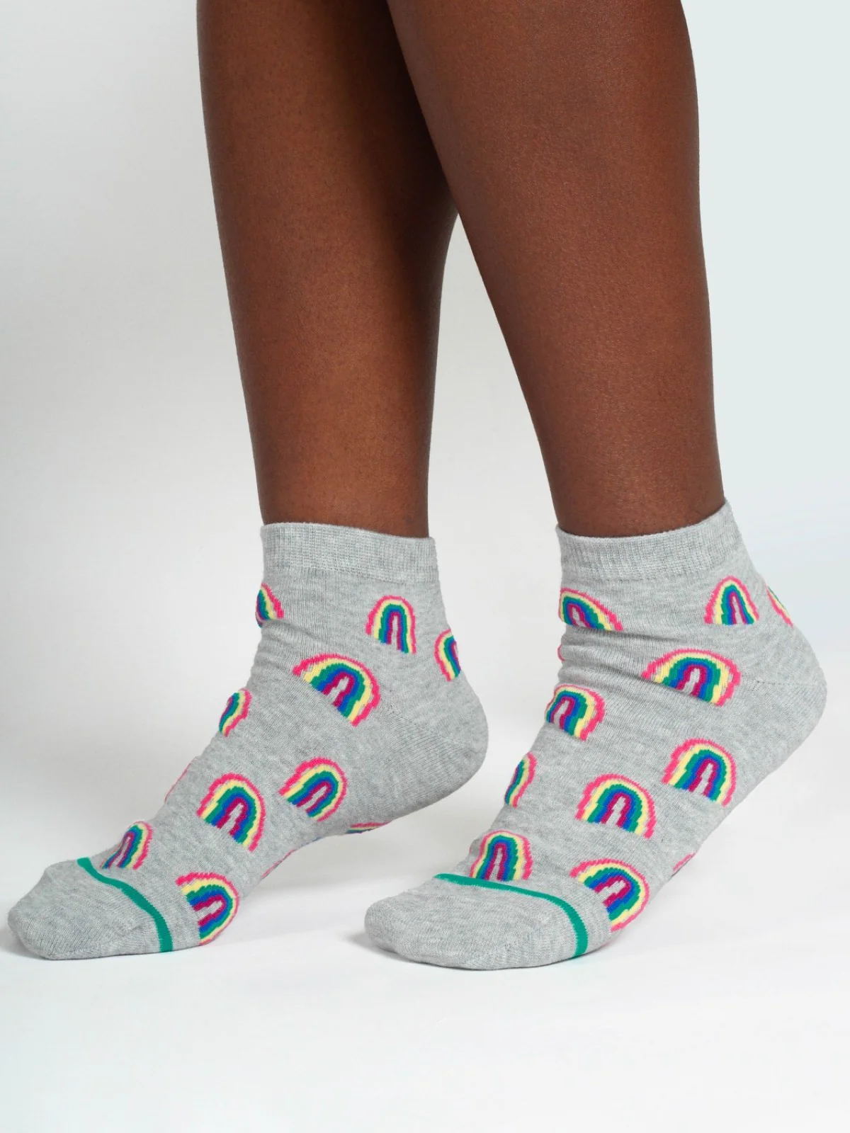 Rainbow Short Bamboo Ankle Socks - Grey Multi - Flockneti