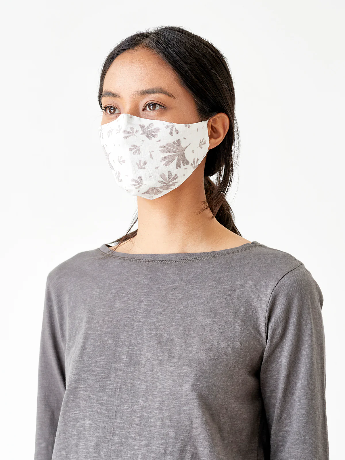 Organic Cotton Printed Face Mask - Winslet Brown - Flockneti