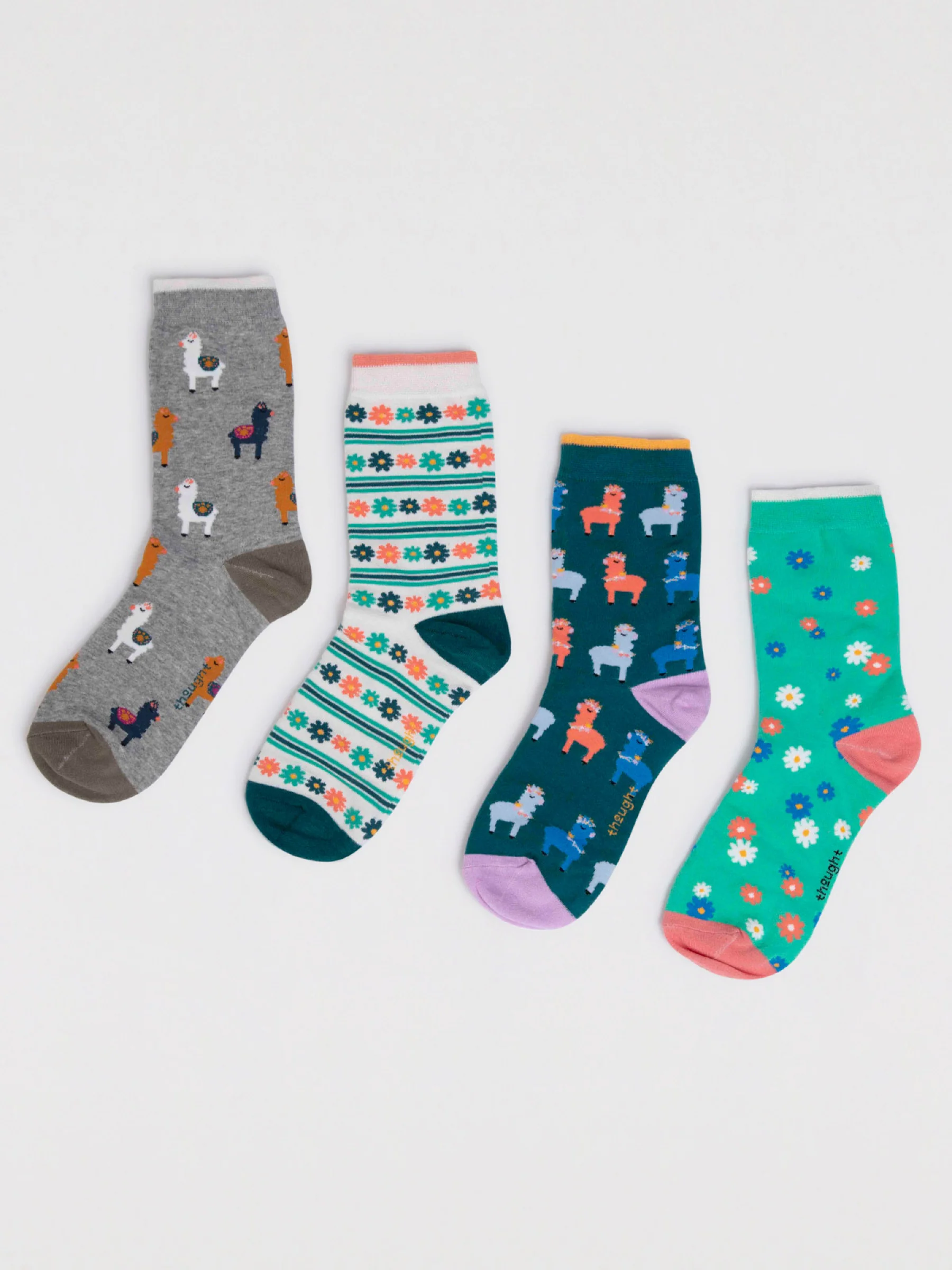 Maria Organic Cotton Llama Sock Box - Multi - Flockneti