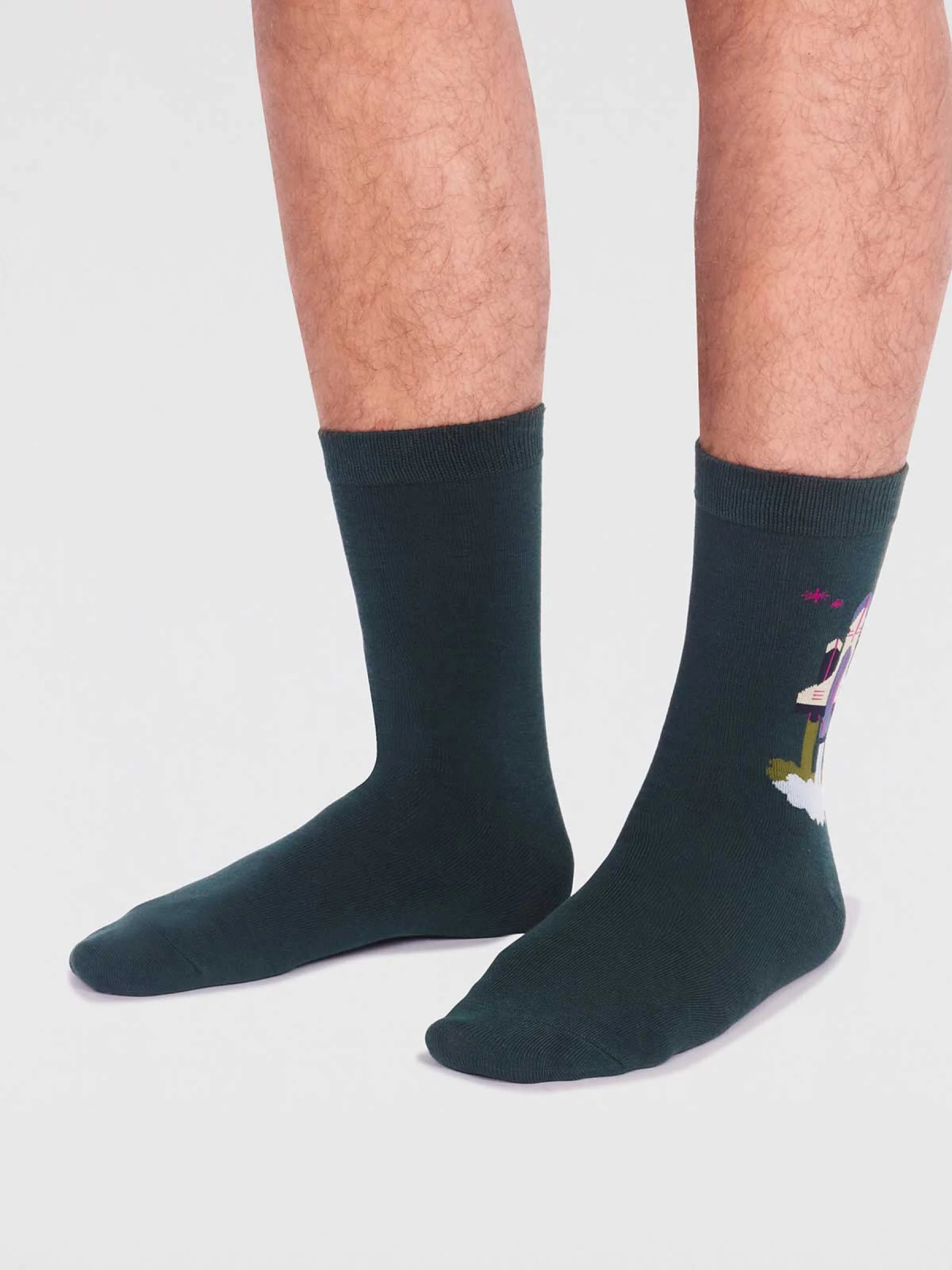 Onyx Organic Cotton Rocket Socks - Forest Green - Flockneti