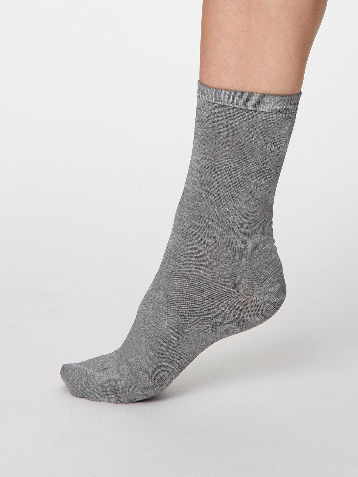 Solid Jackie Socks - Mid Grey Marle - Flockneti