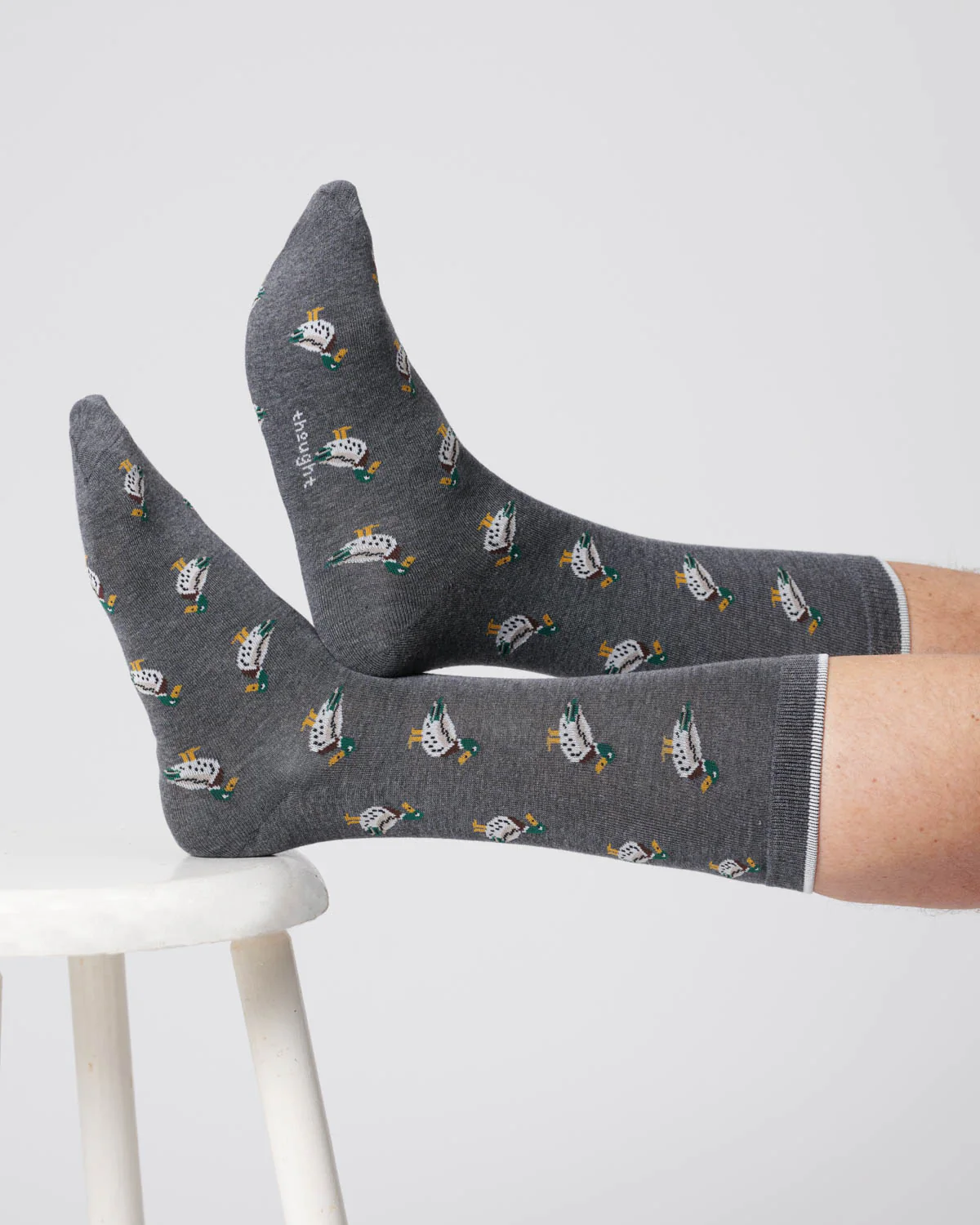 Mens Duck Organic Cotton Socks - Dark Grey Marl - Flockneti