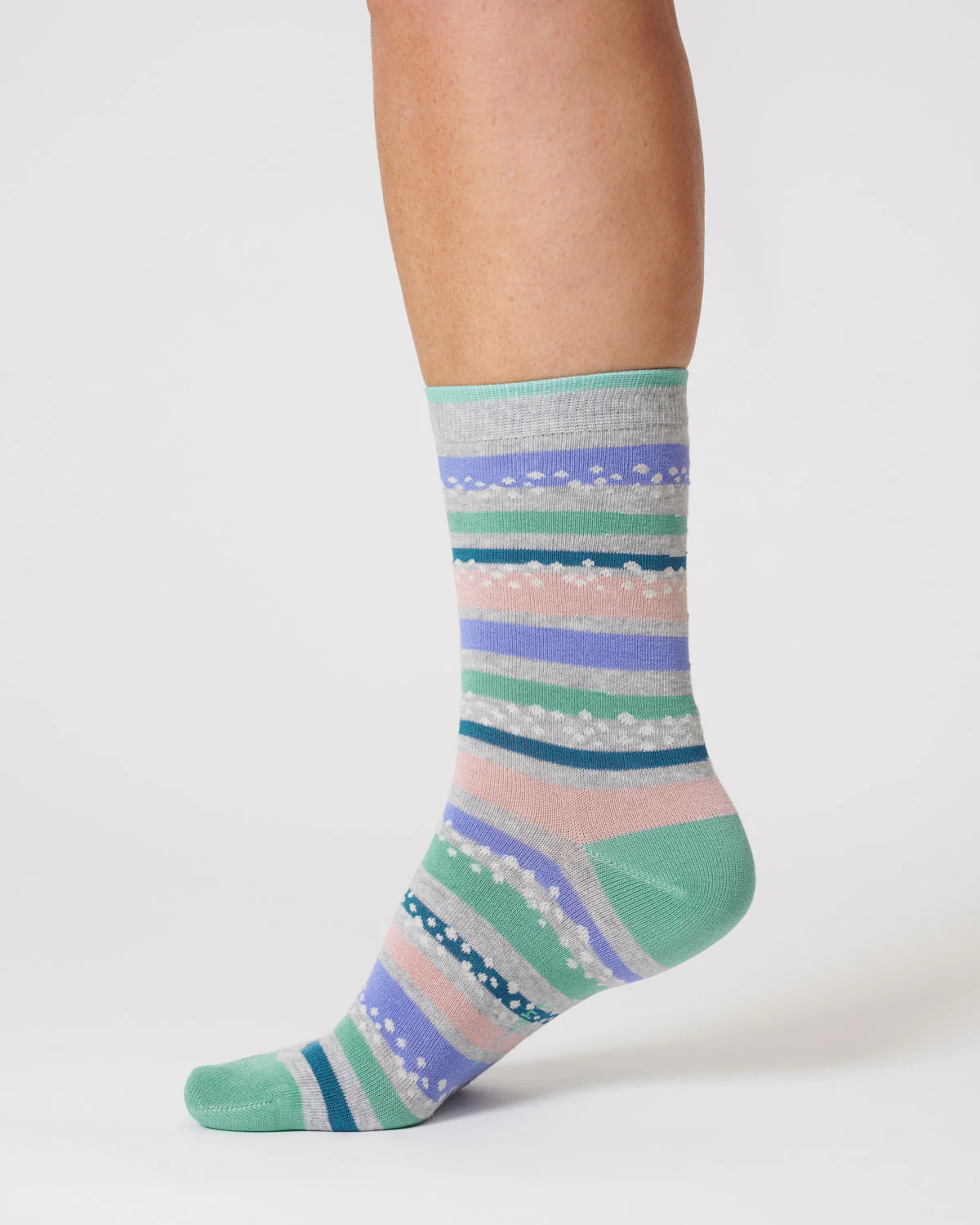 Womens Stripe Bamboo Socks - Grey Marl - Flockneti