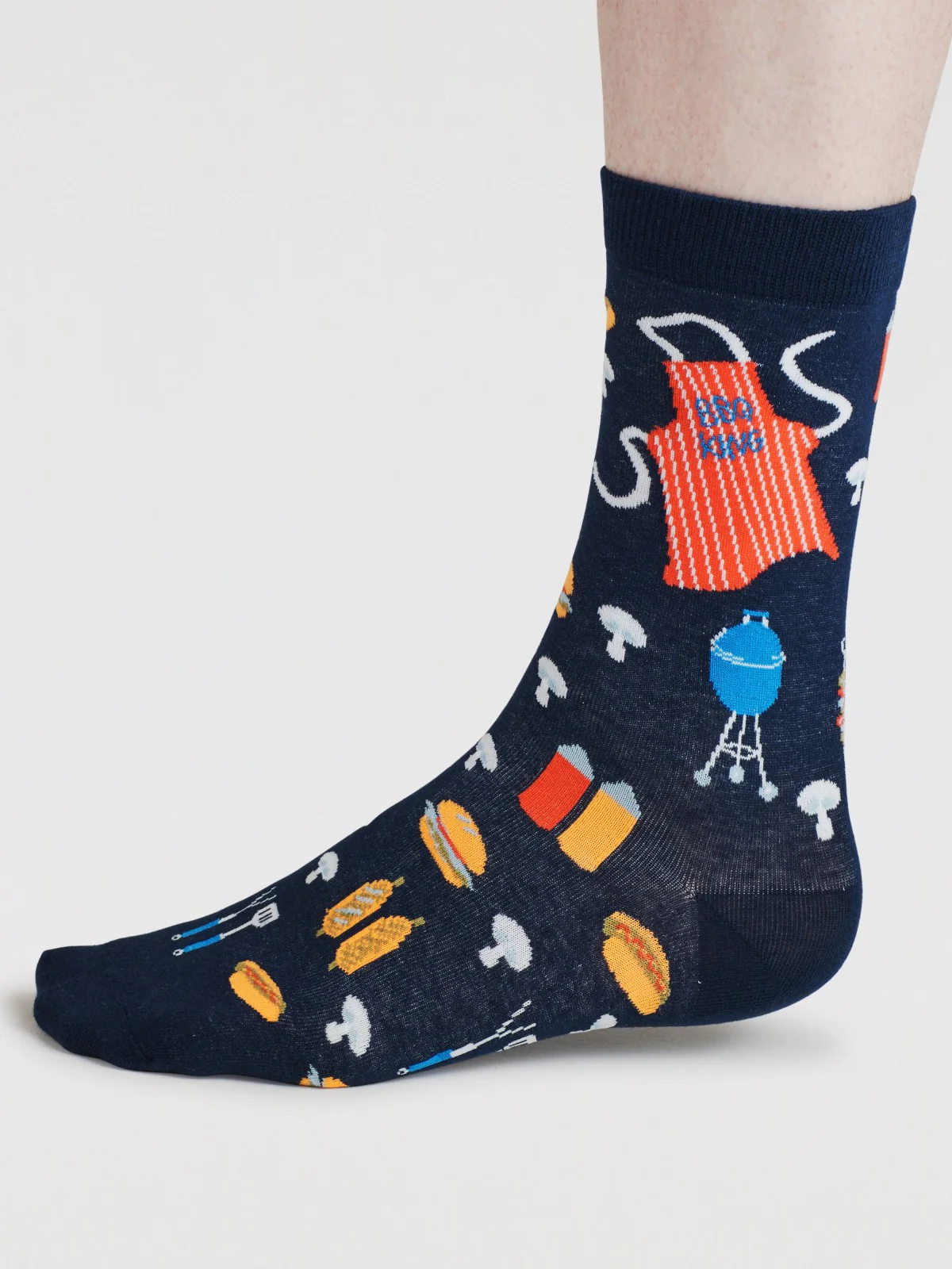 Mens King Of The Grill Organic Cotton Socks - Navy - Flockneti