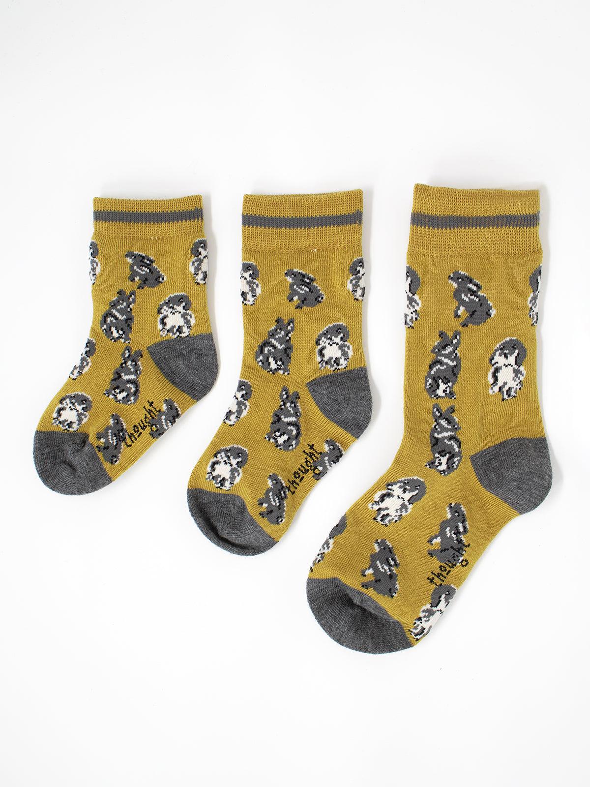Ennette Rabbit Kids Socks - Yellow - Flockneti