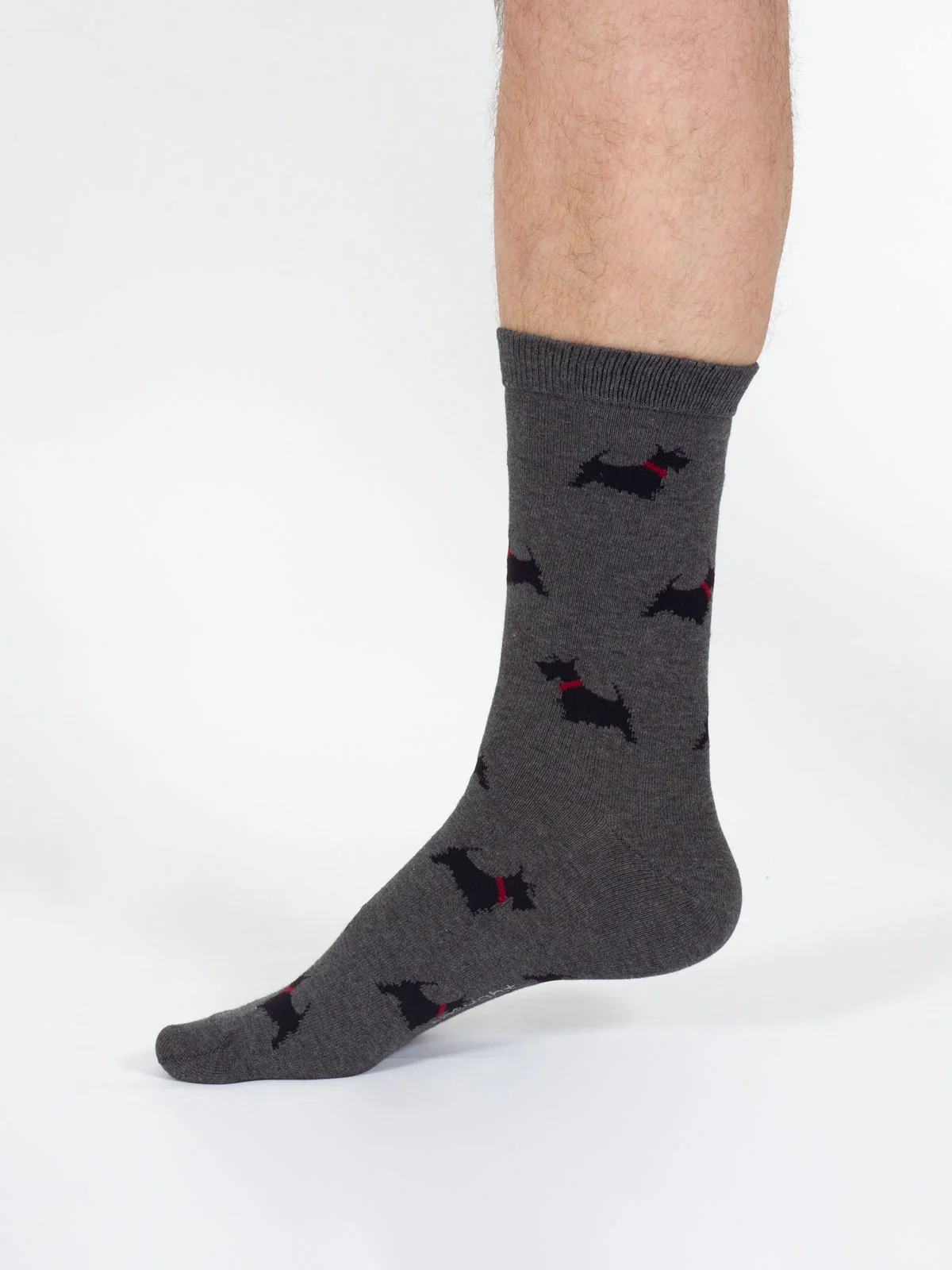 Doggy Bamboo Crew Socks - Grey/Scottish Terrier - Flockneti