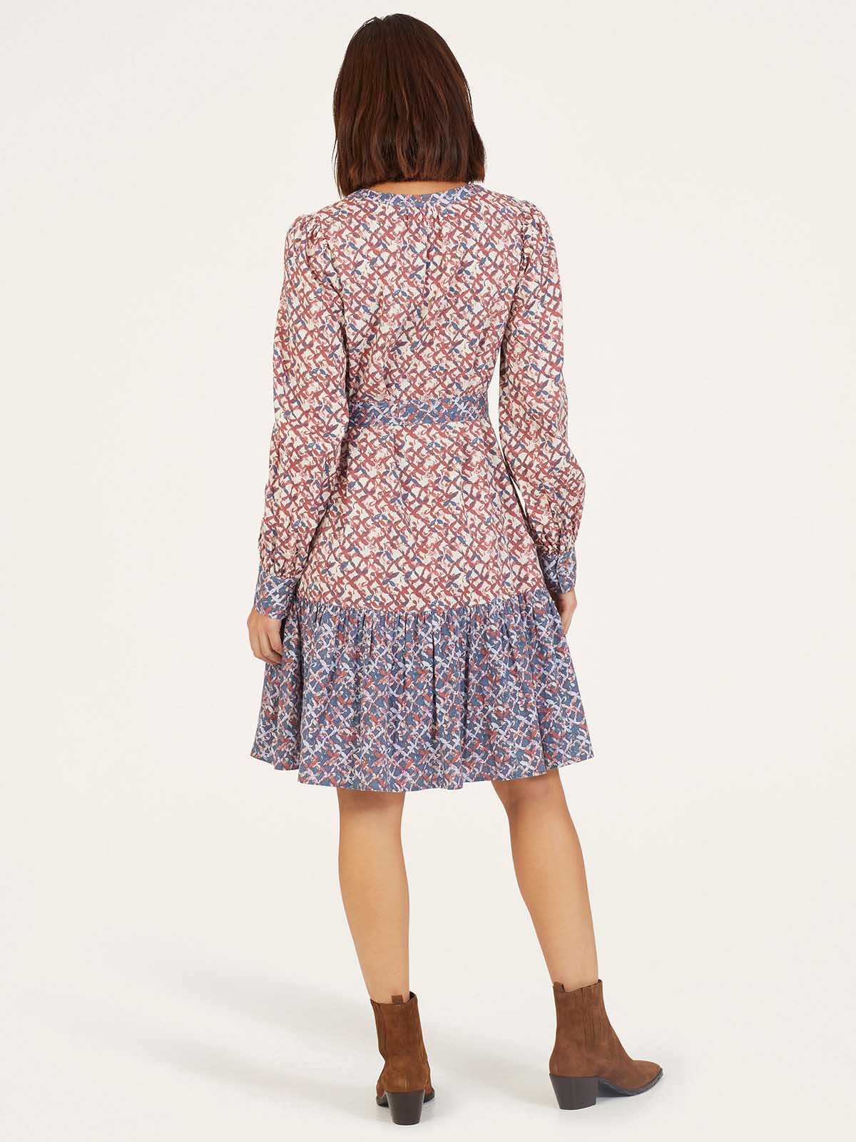 Kalina Hemp Printed Midi Shift Dress - Multi - Flockneti