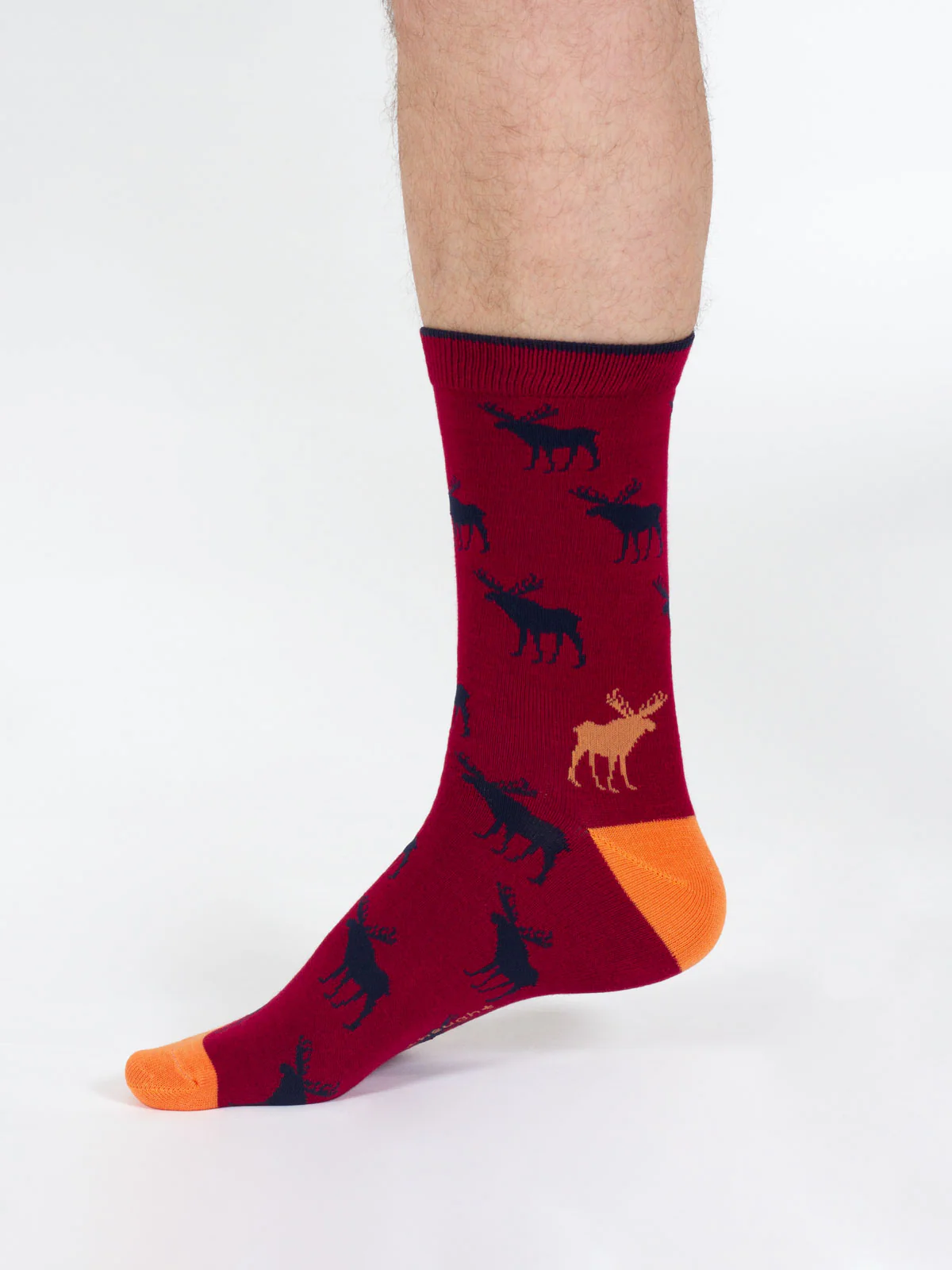 Stag Bamboo Crew Socks - Burgundy/Stag - Flockneti
