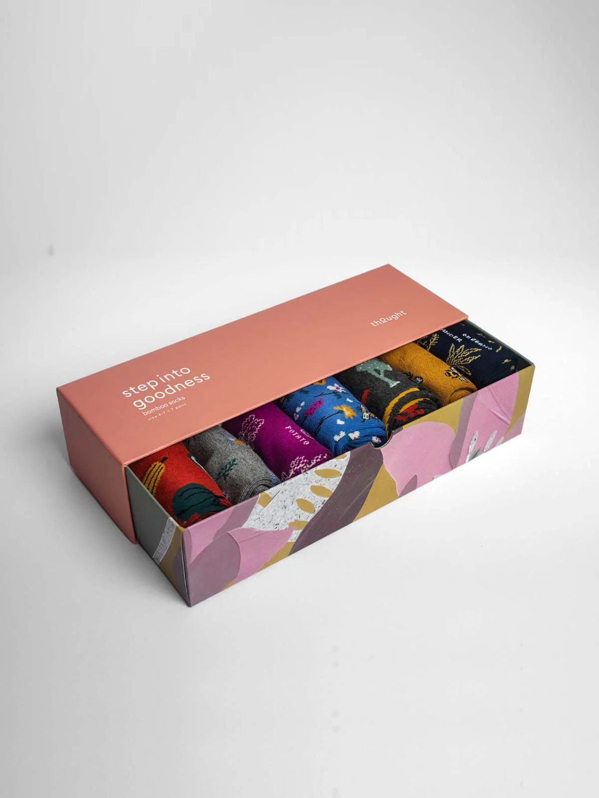 Ginney Patterned Bamboo 7 Pack Sock Gift Box - Multi - Flockneti