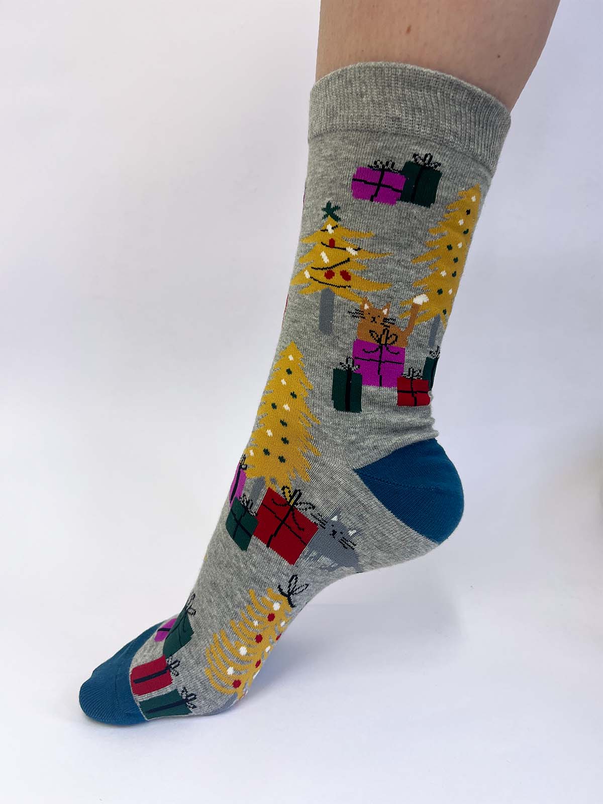 Jemila Christmas Organic Cotton Socks - Mid Grey Marle - Flockneti